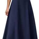 KIRUNDO Wedding Guest Dresses for Women 2026 Spring Summer Short Sleeve Pleated Long Flowy A Line Formal Maxi Dress Pockets(Navy Blue, Large)