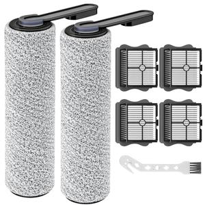 2+4 Pack S5/ S5 Pro Brush Roller and HEPA Filter Set Compatible with Tineco Floor ONE S5/ Floor One S5 Pro Cordless Wet Dry Vacuum Cleaner, 2 Pack Brush Rollers + 4 Pack Vacuum HEPA Filters