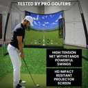 Golf Simulators for Home,11 * 8FT Golf Net with Simulator Impact Screen and Target Cloth, Portable Heavy Duty Golf Hitting Net for Outdoor Indoor with 1,500 Actual Impact Tests