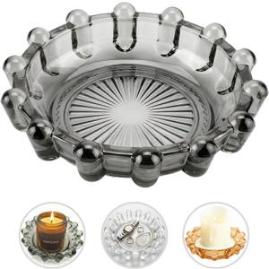 zwzlcfak Bubble Smoky Glass Candle Holder – Modern Anthropologie-Inspired Decor Dish for Small Candles & Diffusers | Stylish Tabletop Accent for Home Bar & Cozy Living Spaces (1, Smoky Color)