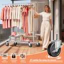 Heavy Duty Clothes Rack - Load 500 LBS, Rolling Clothing Rack for Hanging Clothes with Lockable Wheels & Shelves, Extendable Garment Rack for Bedroom, Laundry, Living Room, Silver
