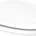 KOHLER 4647-0 Stonewood Elongated Toilet Seat, Elongated Wood Seat for Standard Toilets, Comes with Color-Matched Plastic Hinges, Home Essentials, White