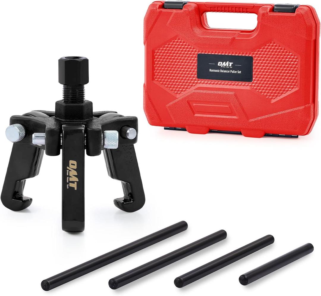 Orion Motor Tech Harmonic Balancer Puller Kit, Adjustable 3-Jaw Puller Set for Removing Harmonic Dampers & Balancers, 3-Jaw Pulley Puller Set Compatible with Chevy GM Chrysler Cadillac Ford More (black)