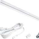 LUMILAND 24 Inch LED Under Cabinet Lighting with ETL Listed, Hardwired or Plug-in, 3 Color Levels Dimmable, Adjustable Lighting Direction, White