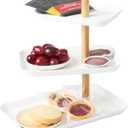 YAMAZAKI Home Rin 3-Tier Accessory Tray - Jewelry Holder & Storage Organizer, Metal With Wooden Accent - Steel (White)