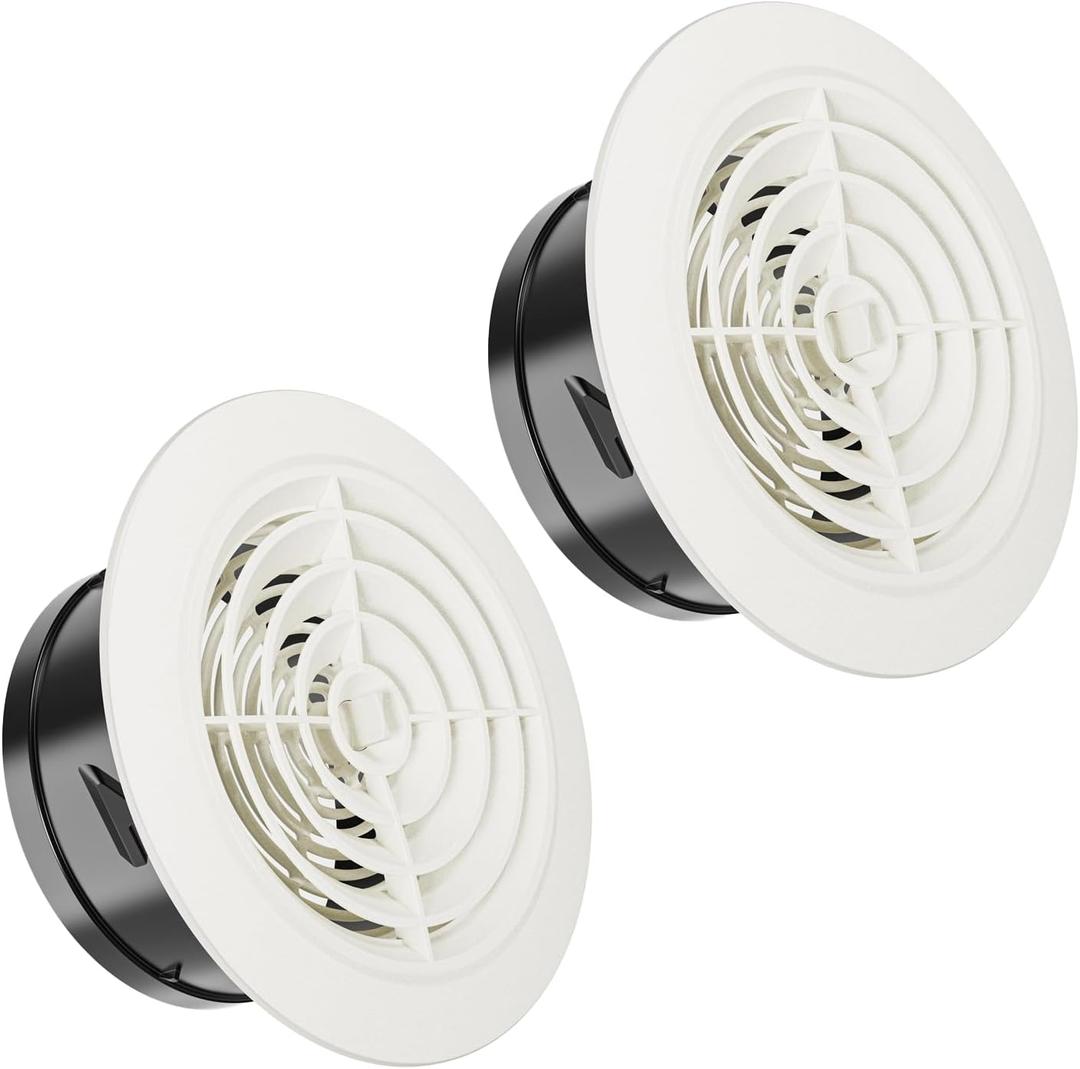 6 Inch Air Vent Cover, HG Power 2-Pack Adjustable ABS Louver Grille Cover, Round Exhaust Vent Fit for Bathroom Office Kitchen Ventilation, Opening Size 5.66"