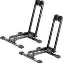 VEVOR Bike Racks 2 Pack, Fits 20 to 27 Inch Mountain & Road Bikes, Alloy Steel Rust-Resistant Bike Floor Stand Rack, Foldable Bicycle Stand for Entryway, Garage, Home Bikes Parking & Storage, Black