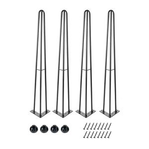 28 Inch Hairpin Table Legs for Furniture Set of 4, Sturdy Cast Iron Modern Metal Desk Legs, 1300lbs Load Capacity for Coffee Table, Dresser Legs, Bar Height (28in)