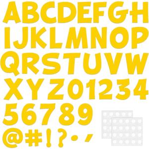 270Pcs 3In Bulletin Board Paper Letters and Numbers, Capital Letters, Numbers, Punctuation Card Stock Punch Out Letter for Classroom Poster Bulletin Board Window Door Home Decor Mailbox Sign, Yellow