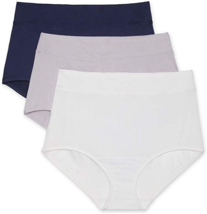 Warner's womens Blissful Benefits Breathable Moisture-wicking Microfiber Brief Rs4963w (X-Large, Lavender Macaron/White/Navy Ink)