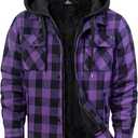 ZITY Mens Sherpa Flannel Shirt Jacket Plaid Fleece Lined Hoodie Full Zip Long Sleeve Winter Warm Coat for Men, Large