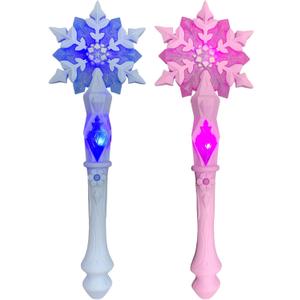 Light Up Frozen Snowflake Wand with Sound, Magic Wand for Kids Girls Princess Birthday Party (Motion Sensitive) Costume Accessories 2 Pieces (Pink/Blue)