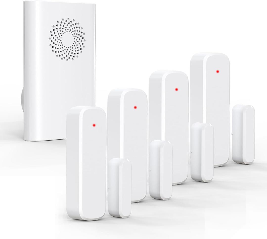 Wireless Door Chime, Door Open Sensor Alarm When Entry Business/Office/Store (500ft Range 51 Ringer Adjustable Volume) Home Alert Bell for Kid/Toddler Safety,1 Receiver +4 Sensors