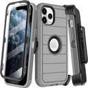 for iPhone 11 Pro Case with Belt Clip Holster,Built-in Screen Protector,Heavy Duty Shockproof Drop Protection Military Grade Rugged Durable Phone Cover for Apple iPhone 11 Pro 5.8" (Gray)