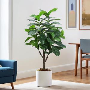 Yepdin Artificial Fiddle Leaf Fig Tree, 4 FT Tall Fake Ficus Lyrata with Pot, Faux Silk Plants Indoor, Realistic Artificial Plants Decor for Home Office Living Room Decor Indoor Outdoor