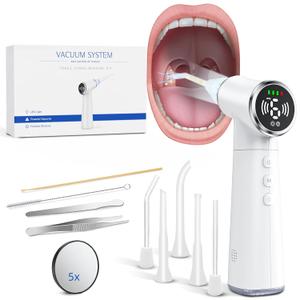 Tonsil Stone Remover Tool with 6-Level Suction for Bad Breath Prevention Dental Care Set 3Pcs Tartar Scrapers, Plaque Remover & Mirror, 304 Stainless Steel Teeth Cleaning Tools (Black)