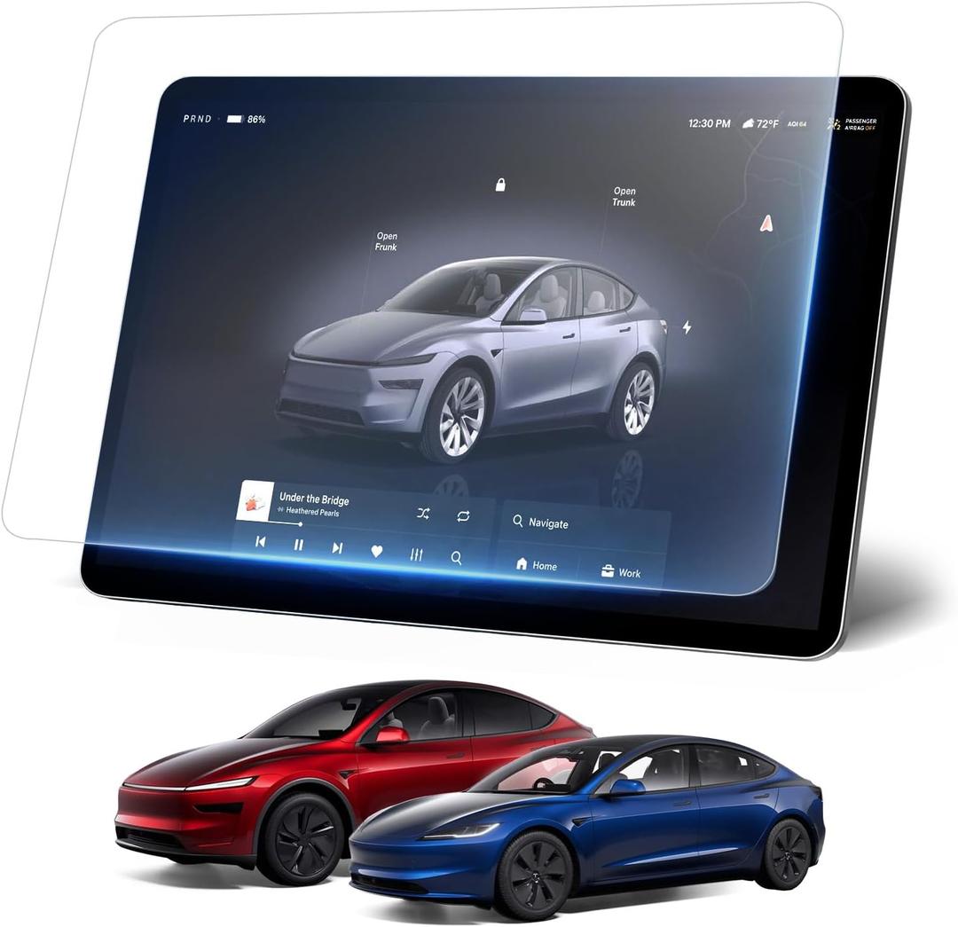 Matte Screen Protector for Tesla Model Y Juniper(2025-2026) & Model 3 Highland(2024-2026) [No More Glare & Fingerprint & 9H] Tempered Glass Protector for Model 3 Model Y Juniper Accessories