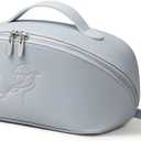 EACHY Travel Makeup Bag, Large Capacity Cosmetic Bag for Women, Waterproof PU Leather, Flat Open Portable Toiletry Bag for Skincare, Brushes & Travel Essentials