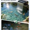 POPOSOAP 70W Solar Pond Waterfall Spillway with Pond Pump, Pond Spillway with 304 Stainless Steel & Filtration System & 9.8FT Tube for Pond Fountain Waterfall Garden Water Features-P5703S