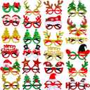 Max Fun 24pcs Christmas Glitter Party Glasses Frames with 24 Designs Decorations Accessories for Christmas Party Favors Holiday Favors (One Size Fits All)