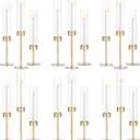 Glass Hurricane Candlestick Holders Gold - Romadedi 18 PCS Taper Candle Holder Bulk Tall Clear Glass Cylinder Table Centerpiece Wedding Decor Party Birthday Christmas Home Decorations