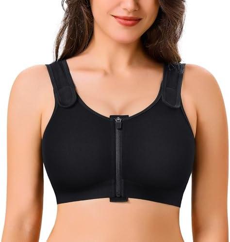 CYDREAM Zip Front Closure Wireless Bras for Women Full Coverage Post Surgery Compression Back Smoothing Comfort Adjustable, 2XL