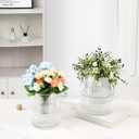 Ribbed Glass Vases for Bouquet, Set of 2 Fluted Vases for Flowers, Clear Vase for Tulips, Modern Glass Vase for Living Room, Office, Coffe Table, Dining Table, Shelf, Wedding