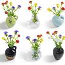 rhinocats Mini Vase Magnets for Fridge,Locker Magnets, Cute Magnetic Ceramic Vases for Refrigerator Kitchen Locker Office (6 Pack)