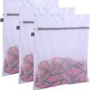 Kimmama Laundry Bag Mesh Wash Bags, Washing Machine Wash Bag, Net Washer Sack with Zipper, Dryer Pouch for Cleaning and Drying Cloths, Garment, Delicates, Intimates, Bra, Pant, Sock, Small Toys (3L(16x20"), White)