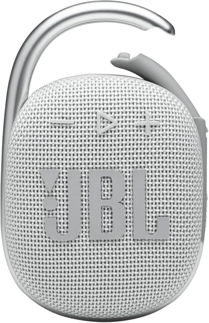JBL Clip 4 - Portable Mini Bluetooth Speaker, Big Audio and Punchy Bass, Integrated Carabiner, IP67 Waterproof and Dustproof, 10 Hours of Playtime, Speaker for Home, Outdoor and Travel (White), Pack of 2