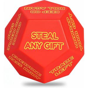 Santa Swap Gift Exchange Dice, Exchange Gifts Christmas Games for Family Party, Christmas Stocking Stuffers White Elephant Gift Swap Dice Game for Teens, Kids, Adults, Families and Holiday, Red