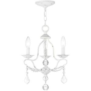 Livex Lighting 6423-60 Chesterfield 3 Light Mini Chandelier, Antique White