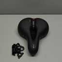 Bike Seat Cushion Compatible with Huffy, Comfortable Wide Bicycle Saddle for Men and Women, Memory Foam, Dual Shock Absorbing and Reflective Strip, Replacement Seat Cushion for Exercise and Road Bike