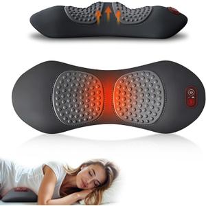 3 in 1 Upadate Rechargeable Electric Lumbar Support Pillow with Adjustable Height for Bed and Chair, Back Massager with Heat, Back Massager for Pain Relief Deep Tissue, Waist Wedge Bolster (Black)
