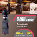 220V 60Hz Hydraulic Power Unit, Hydraulic Motor, Dump Trailer Pump14L Plastic Reservoir, Manual Button Control, for Auto Lifts, Vehicle Repair, Garage Equipment, and Industrial Applications