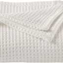 100% Cotton Waffle Weave Queen Bed Blanket | Soft, Breathable, and Lightweight Blanket for All-Seasons | Perfect for Layering | Brielle Collection (King, Ivory)