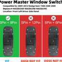 Front Left Driver Side Master Power Window Switch Replacement for 2009-2012 Dodge Ram 1500 2500 3500 Pickup Crew Cab Quad, OE Replace 4602863AD 4602863AB 4602863AC 901-473