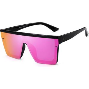 JIM HALO Flat Top Shield Sunglasses Square Mirror Rimless Glasses for Women Men (Black Frame / Mirror Purple Lens) JIM HALO Flat Top Shield Sunglasses Square Mirror Rimless Glasses for Women Men (Black Frame / Mirror Purple Lens)