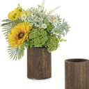 NUPTIO Wood Vases Rustic Centerpiece: 2 Pcs 5.1" Wooden Vase for Home Decor - Brown Small Vase for Wedding Table Living Room Shelf Decor