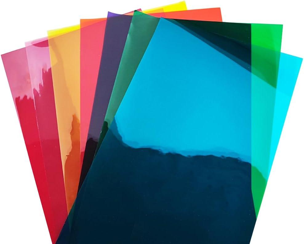 Transparent Decorative Window Film Anti UV Colorful Adhesive Vinyl Heat Insulation Solar Window Tinting Sheets Glass Film for Christmas Home Decoration,7 Colors Bundle Pack,6Inch x 11.8Inch (Multicolor)