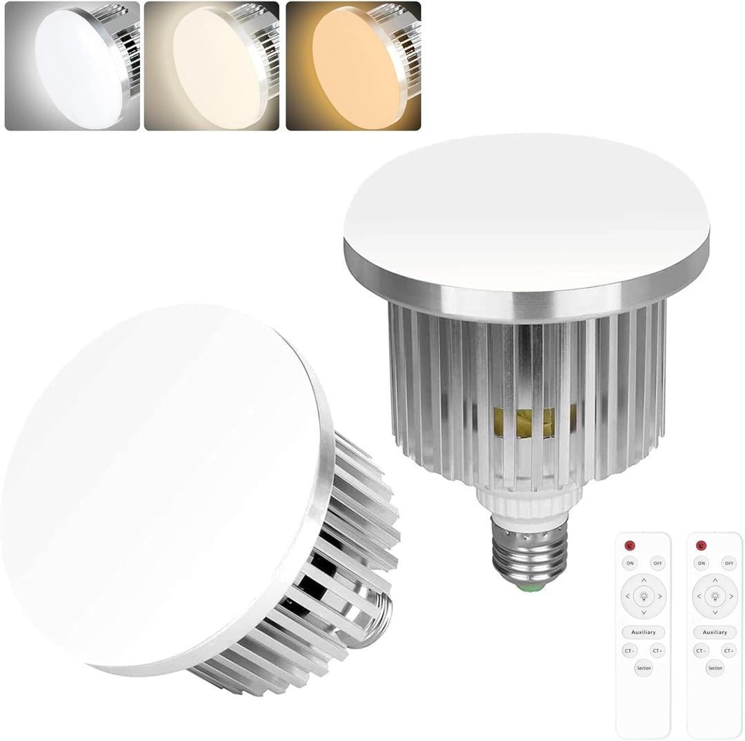 EMART 2 Pack 85W E27 LED Light Bulb for Umbrella/Softbox Lighting Kit, Dimmable Color Temperature 3000K-5500K Remote Control Lamps for Photography Photo Video Studio, Portrait Shooting