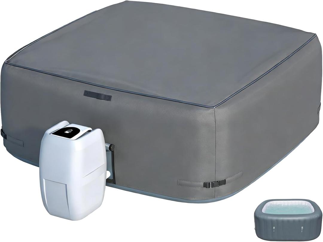 XCZ Portable Hot Tub Cover, Inflatable Hot tub Full Coverage - Waterproof, Sun Protection, dust Proof, Suitable for 71 "Inflatable hot tub spa,Square (Grey, Cover only) (Gray)