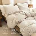 Sanracie Queen Size Comforter Set, Washed Cotton Linen Feel Bedding Comforter Sets 3 Pieces(1 Solid Wheat Colored Comforter +2 Pillowcases) Soft Lightweight Aesthetic Bedding Sets Queen All Season