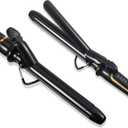 Lanvier 1 Inch Extra Long Hair Curling Iron with Ceramic Tourmaline Barrel, Professional Hair Curler up to 450F with Dual Voltage for Worldwild Use, Hair Waving Style Tool for Girls & Women, Black