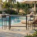 Outdoor Bar Table, 36in Bar Height Table, Black Metal Frame with Weatherproof Top, HDPE Outdoor Furniture for Patio, Hot Tub, Party, Balcony, Indoor
