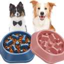 UPSKY 2PCS Slow Feeder Dog Bowl Anti-Chocking Slower Feeding Dog Puzzle Bowls, Interactive Bloat Stop Dogs Food Bowl Dishes Non-Slide Lick Treat Bowl for Small Medium Dogs (Blue+Pink)