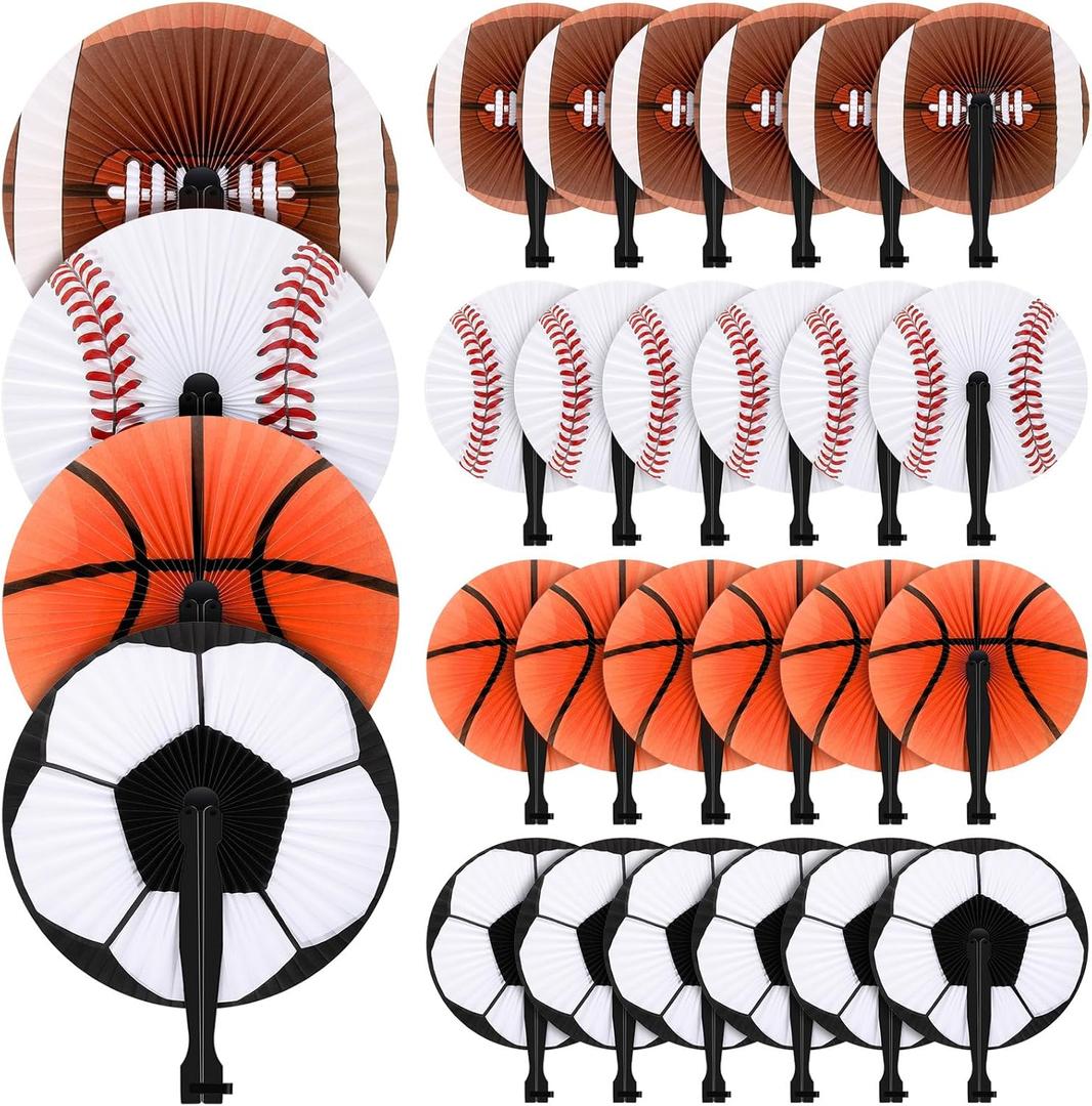 Taiyin 24 Pcs Paper Fans Party Supplies Decorative Folding Handheld Fans Baby Shower Favors for Summer Holiday Wedding Birthday Gifts Party Supplies(24 Pcs,Ball)