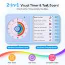 2-in-1 Visual Timer with Task Board for ADHD & Autism, Dry Erase Chore Chart and Visual Schedule for Kids & Adults, Rainbow Countdown Timer for Classroom, Home, Homeschooll (Blue)