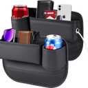 2 Packs Car Seat Filler Organizer, Leather Car Seat Oganizer with Cup Holder,Car Storage Accessories for Phone,Sunglasses,Keys, Universal fit for most car trucks and SUVs(Left+Right Side)