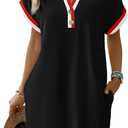 ETCYY NEW Summer Dresses for Women Vacation Beach Cover Ups Trendy Going Out Casual T Shirt Sundress Preppy Daily Outfits (Black, M)